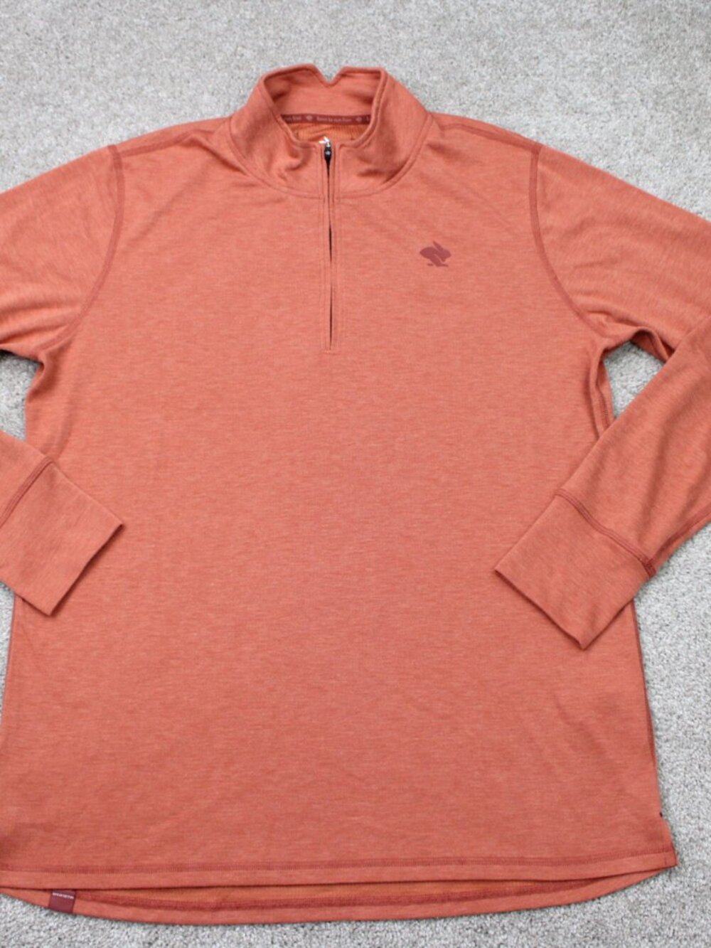 Rabbit Outrun Running Sweatshirt Men Medium Orange 1/4 Zip Poly/Wool Long Sleeve